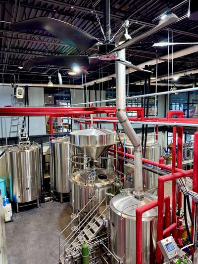 Super Duty industrial fans installed inside the Three Wide Brewing brewing facilities